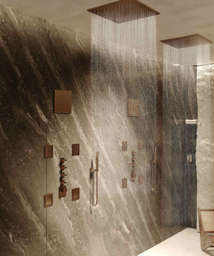 Composition de douche thermostatique ciel de pluie Wellness avec body jets - Sirius