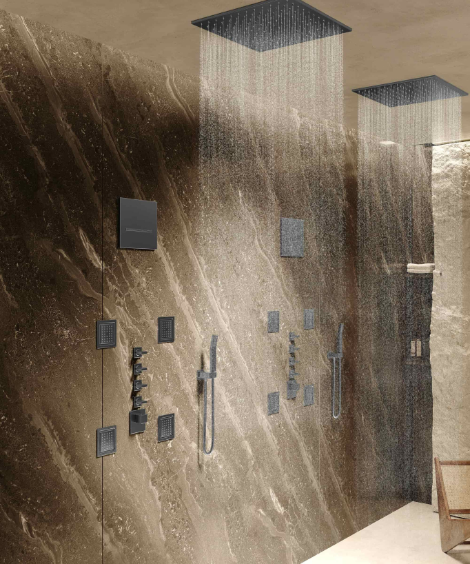 Composition de douche thermostatique ciel de pluie Wellness avec body jets - Sirius