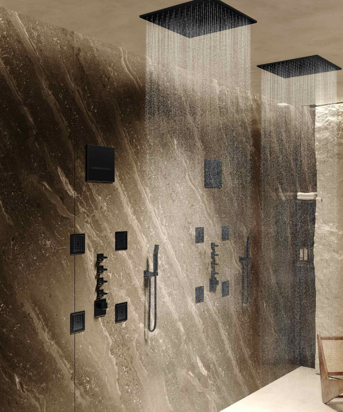 Composition de douche thermostatique ciel de pluie Wellness avec body jets - Sirius