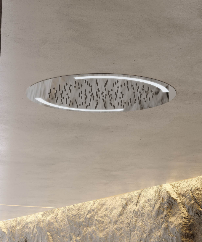 Pack de douche thermostatique avec ciel de pluie rond à LED - Corbeau