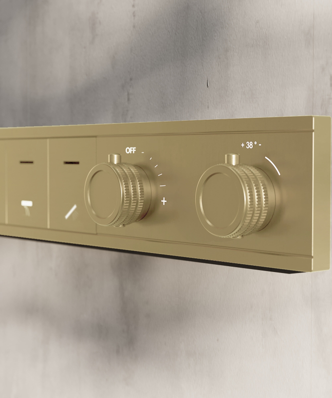 Pack de douche thermostatique, ciel de puie multi-fonction 70x70 cm à LED