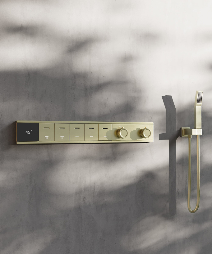 Pack de douche thermostatique, ciel de puie multi-fonction 70x70 cm à LED