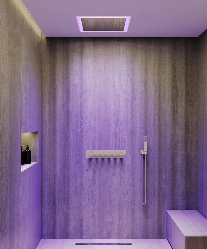 Pack mitigeur thermostatique de douche Wellness à LED - Sirius