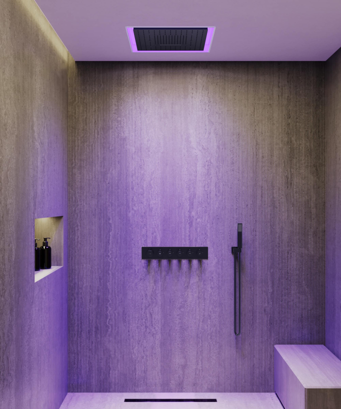 Pack mitigeur thermostatique de douche Wellness à LED - Sirius