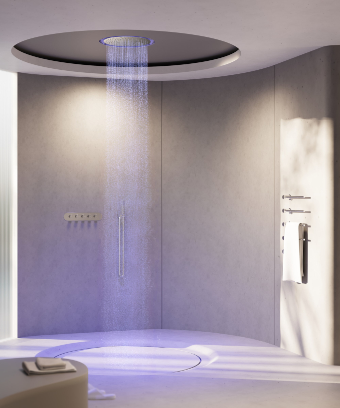 Pack mitigeur thermostatique de douche Wellness à LED - Corbeau