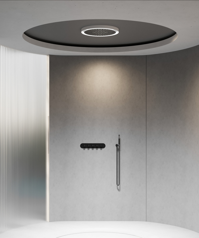 Pack mitigeur thermostatique de douche Wellness à LED - Corbeau