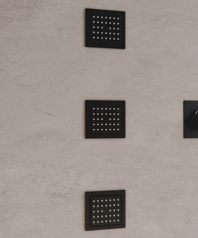 Ensemble douche thermostatique moderne Noir - Ciel de pluie LED 900x300 mm, 3 jets de corps