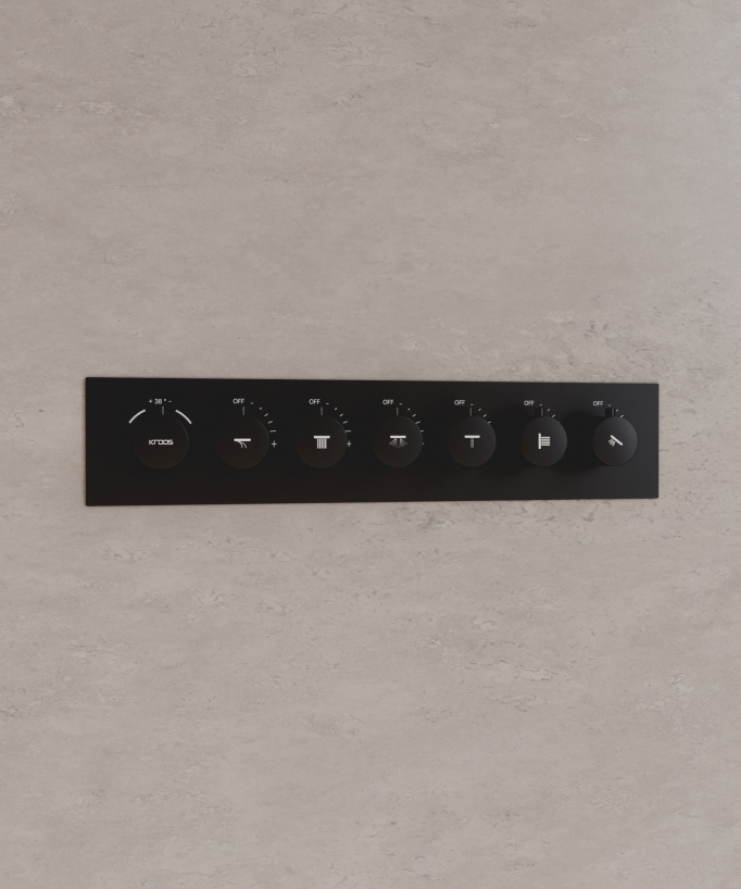 Ensemble douche thermostatique moderne Noir - Ciel de pluie LED 900x300 mm, 3 jets de corps
