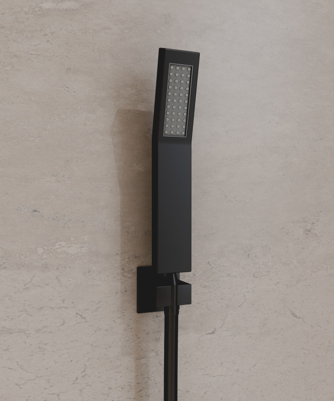 Ensemble douche thermostatique moderne Noir - Ciel de pluie LED 900x300 mm, 3 jets de corps