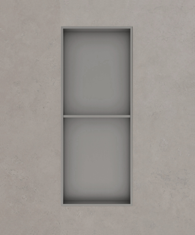Niche de salle de bain inox 2 compartiments - Nickel brossé