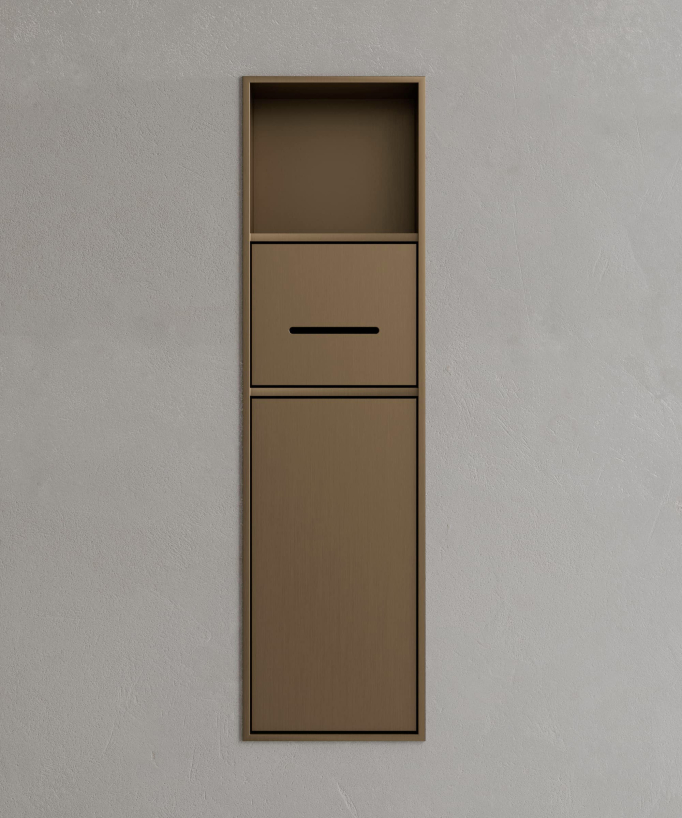 Niche de toilette à encastrer avec compartiments - Bronze