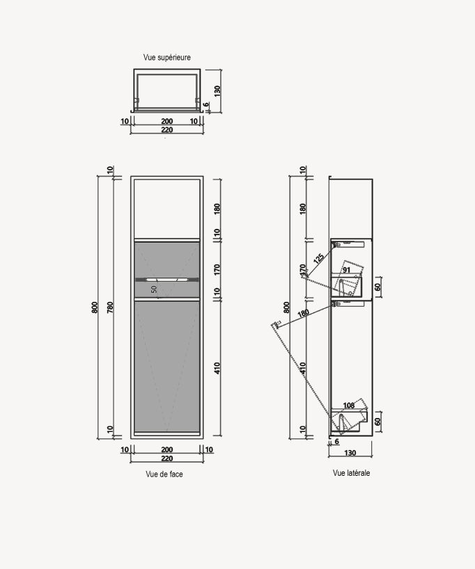 Niche de toilette à encastrer avec compartiments - Nickel brossé