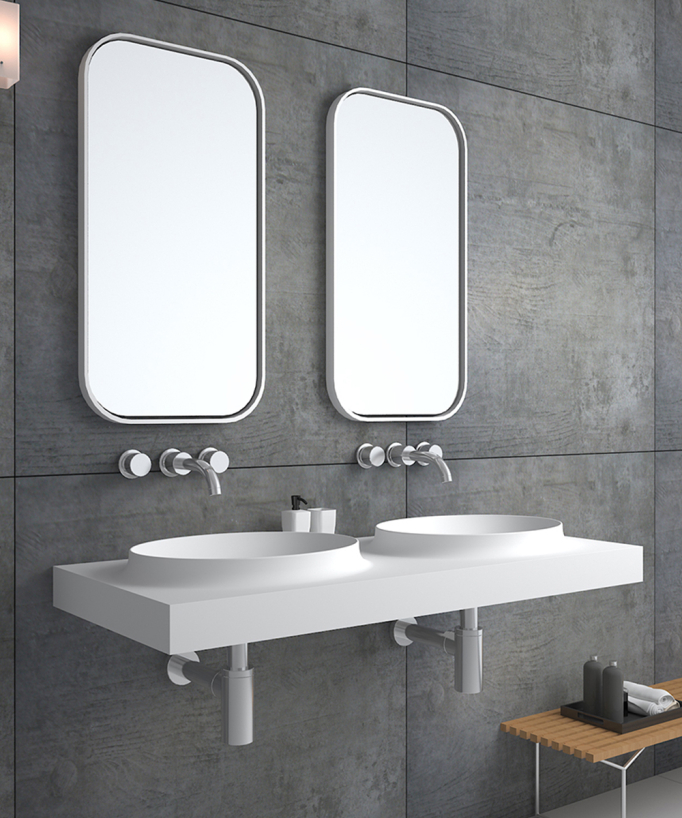 Lavabo rectangulaire suspendu en résine minérale Blanc mat - Mongala