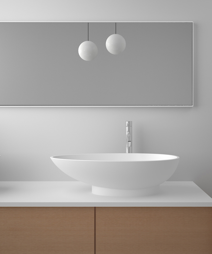 Vasque ovale à poser en solid surface Blanc mat - Kananga