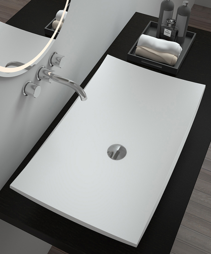 Vasque rectangulaire à poser en solid surface Blanc mat - Kamina