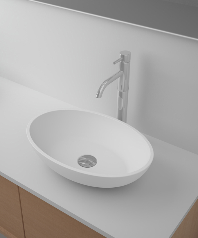Vasque ovale à poser en solid surface Blanc mat - Tshikapa