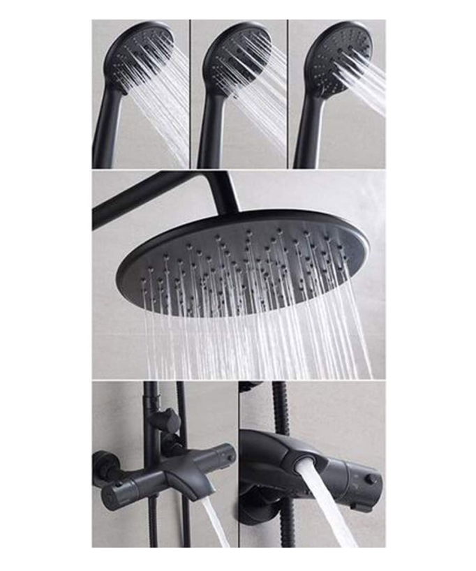 Colonne bain douche thermostatique noir mat avec bec verseur