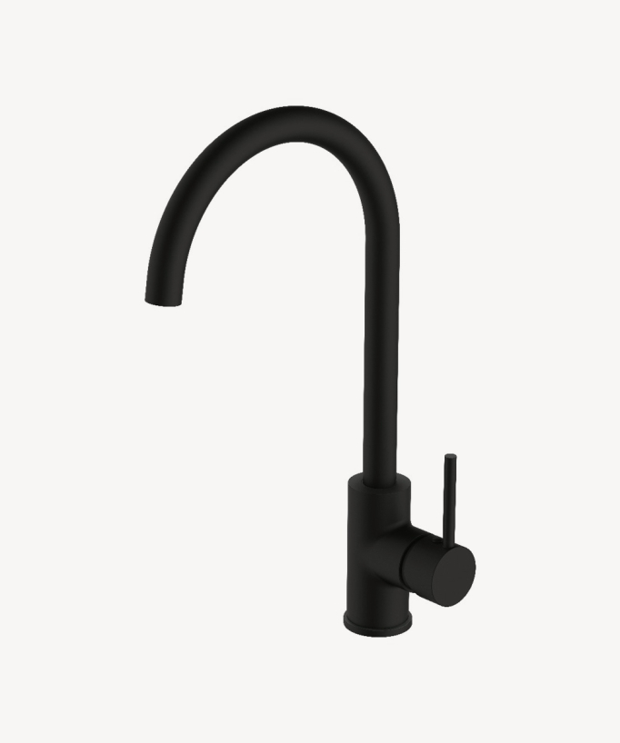 Robinet de cuisine noir design épuré de la collection Corbeau
