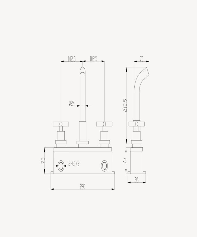 Robinet mélangeur lavabo mural Bronze - Corbeau