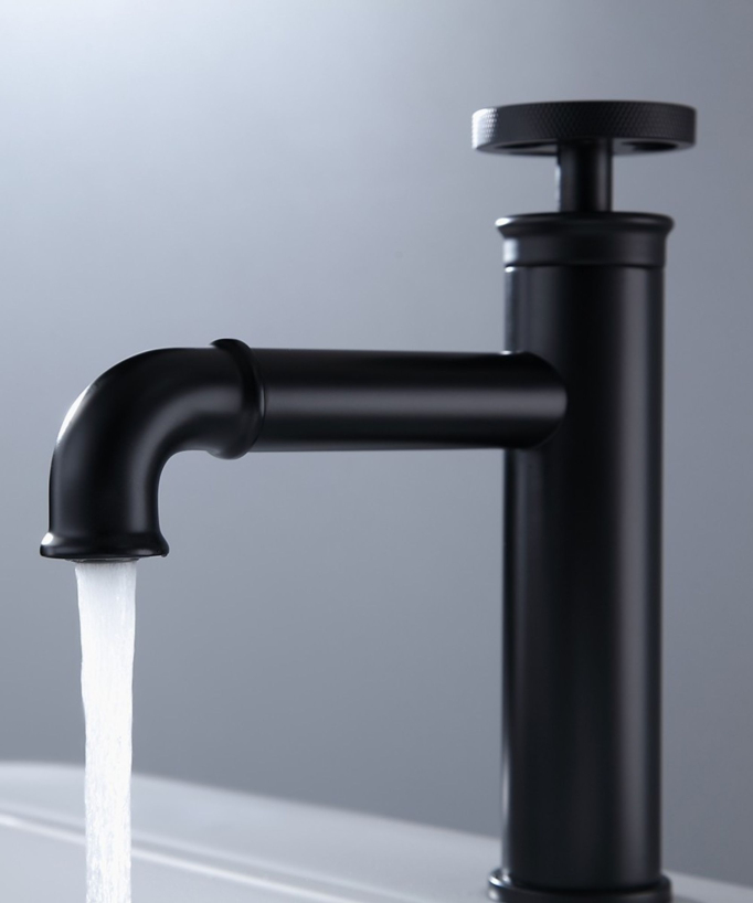 Mitigeur lavabo salle de bain style industriel - Noir
