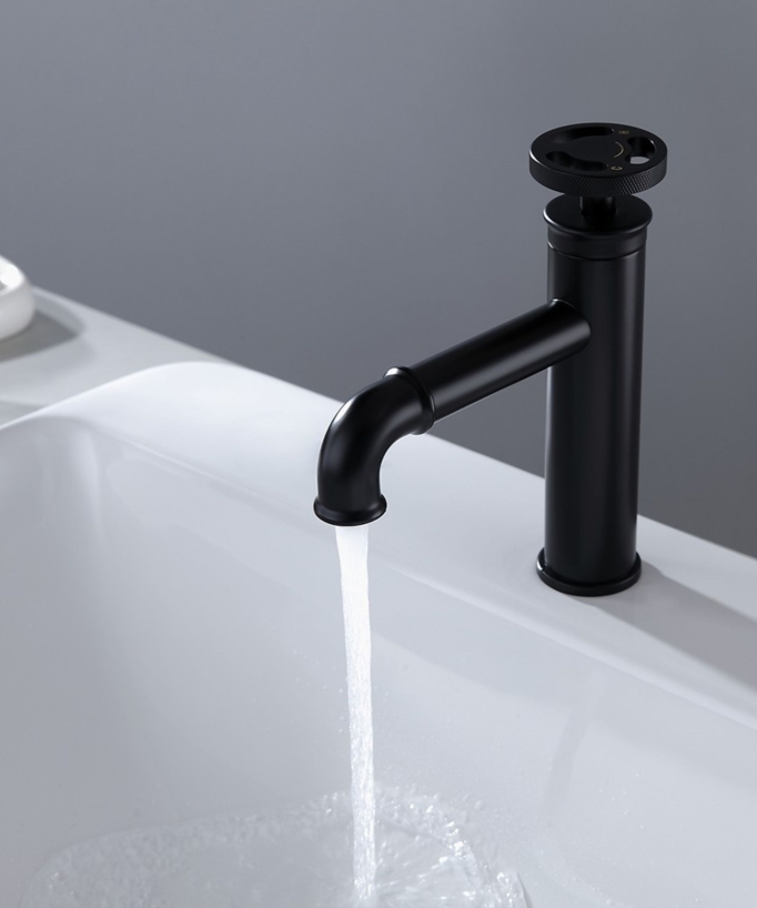 Mitigeur lavabo salle de bain style industriel - Noir