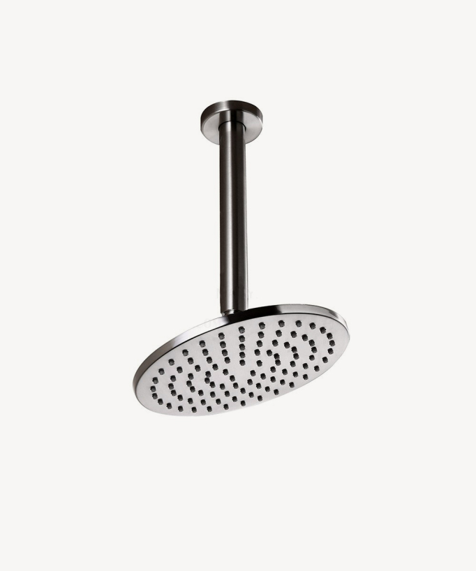 Douche thermostatique encastrée nickel brossé pommeau pluie 200 mm plafond, douchette avec support mural