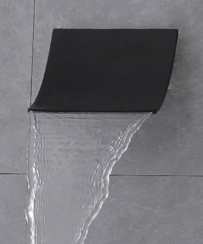Colonne de douche encastrée noire - Fonction cascade et robinetterie mécanique