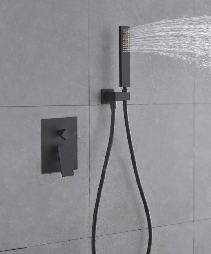Colonne de douche encastrée noire - Fonction cascade et robinetterie mécanique