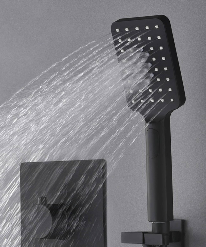 Ciel de douche encastrable plafond 500 mm - Noir