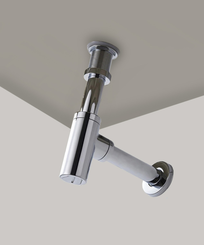 Siphon lavabo cylindrique avec bonde trop-plein en laiton Chromé