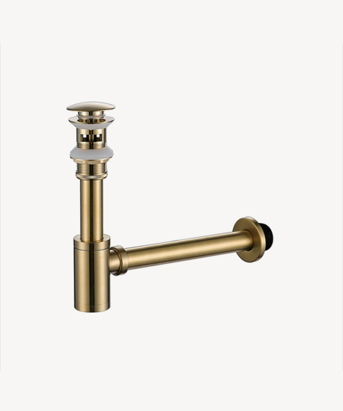 Pack Siphon + bonde lavabo avec trop plein - Doré brossé