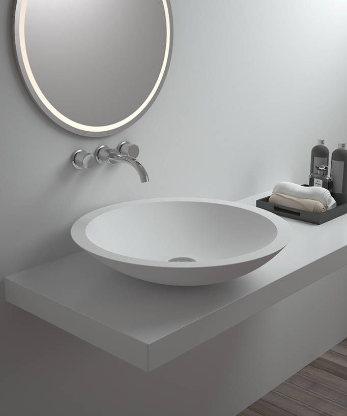 Vasque ronde à poser en solid surface Blanc mat - Mossendjo