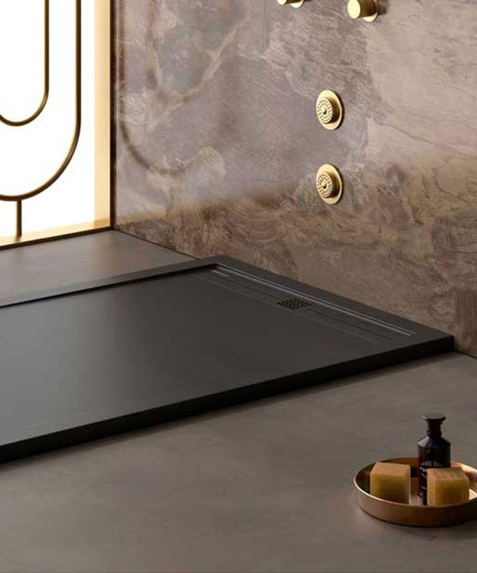 Receveur de douche Noir, finition Lisse Stone CACH, grille de couleur