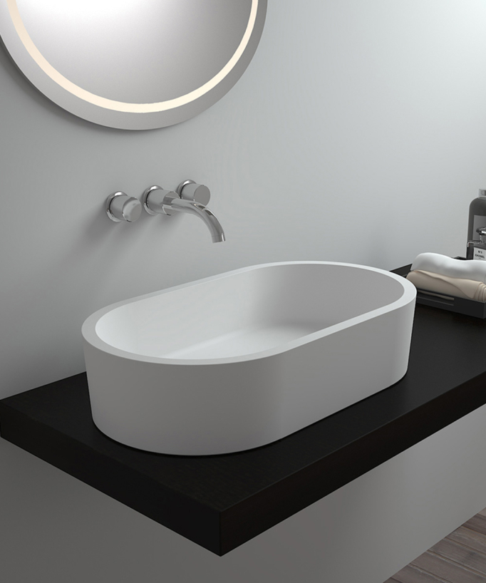 Vasque ovale à poser en solid surface Blanc mat - Dongou