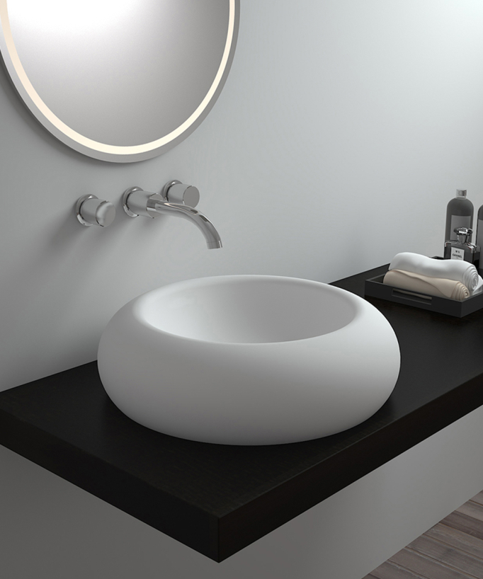 Vasque ronde à poser en solid surface Blanc mat - Sibiti