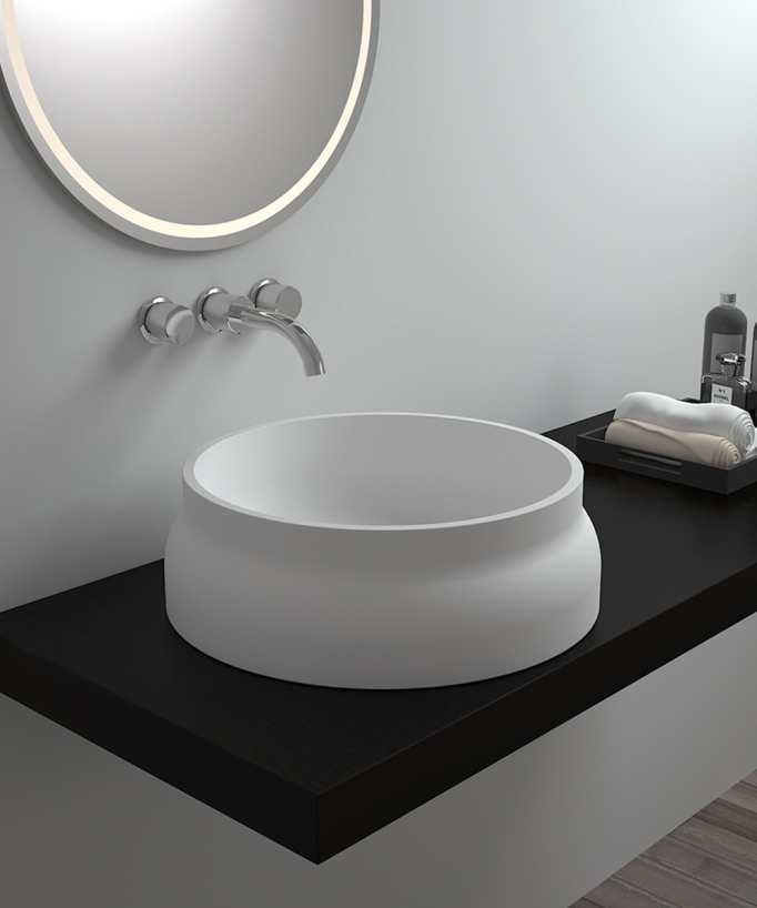 Vasque ronde à poser en solid surface Blanc mat - Impfondo