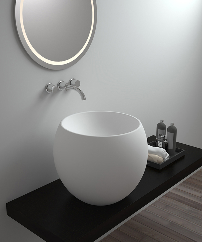 Vasque ronde à poser en solid surface Blanc mat - Bukavu