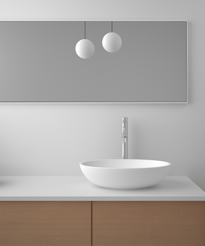 Vasque ovale à poser en solid surface Blanc mat - Tshikapa