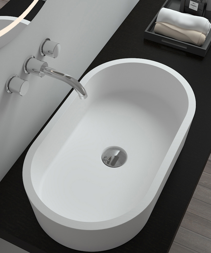 Vasque ovale à poser en solid surface Blanc mat - Dongou