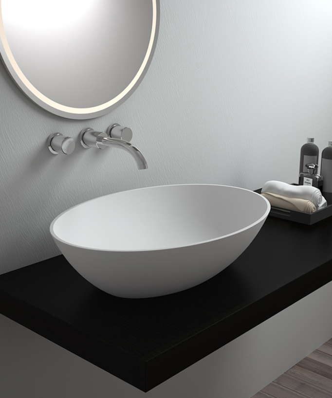 Vasque ovale à poser en solid surface Blanc mat - Dolisie