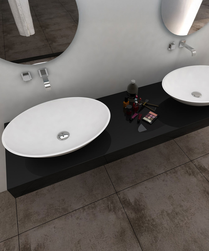 Vasque ovale à poser en solid surface Blanc mat - Kabinda