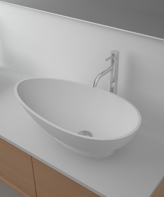Vasque ovale à poser en solid surface Blanc mat - Kananga