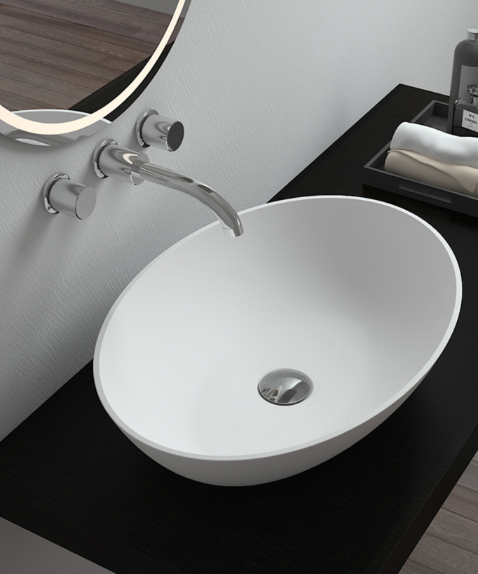 Vasque ovale à poser en solid surface Blanc mat - Dolisie