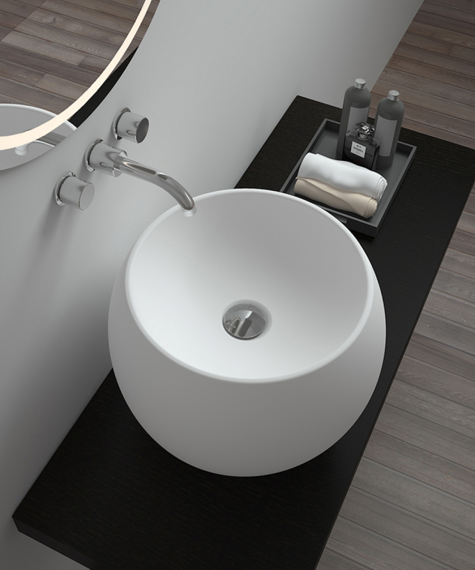 Vasque ronde à poser en solid surface Blanc mat - Bukavu