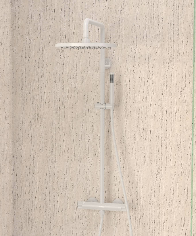 Colonne de douche thermostatique, pommeau pluie et support douchette réglable - Corbeau
