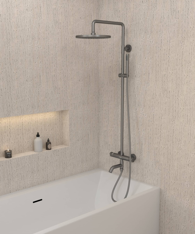 Colonne bain douche thermostatique avec sécurité anti-brûlures - Corbeau