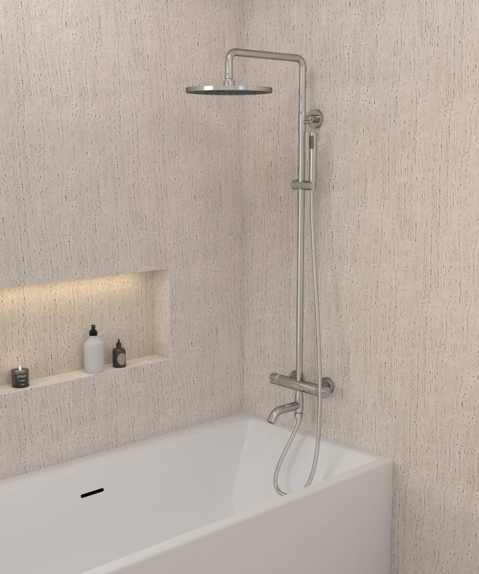 Colonne bain douche thermostatique avec sécurité anti-brûlures - Corbeau