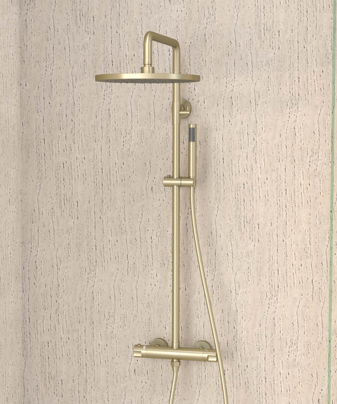 Colonne de douche thermostatique, pommeau pluie et support douchette réglable - Corbeau