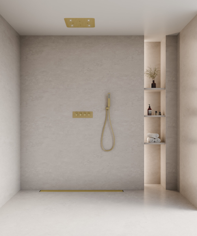 Composition de douche thermostatique encastré plafond à LED