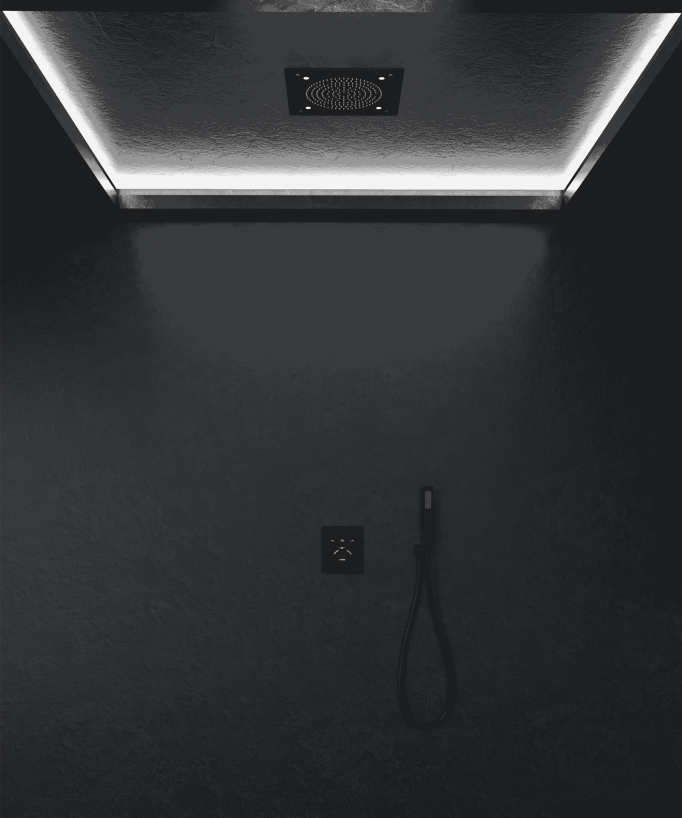 Pack douche thermostatique avec pommeau pluie LED encastré plafond Sirius